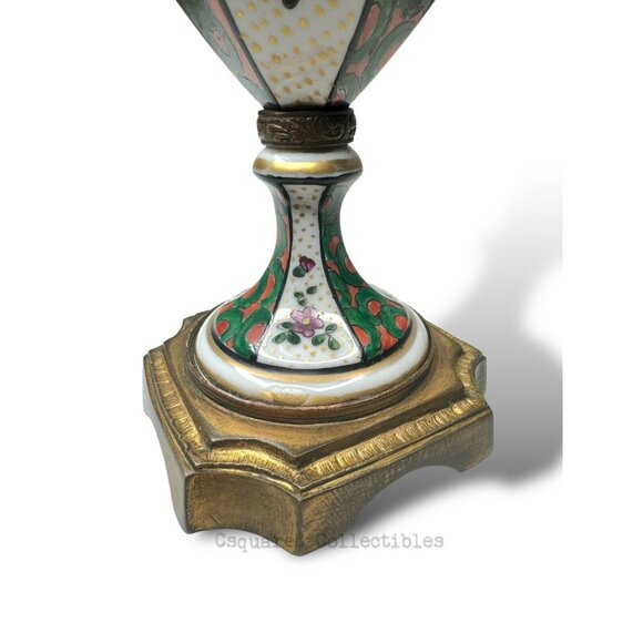 Antique French Sèvres-Style Porcelain Vases Pair w/ Gilt Bases 19th C - Picture 12 of 16